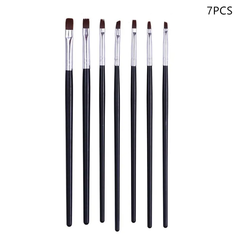 7 Pcs Black Наборы кистей для ногтей для УФ-геля, кисть для дизайна ногтей с эффектом омбре, кисть для градиента, кисть для рисования гелем для ногтей, кисть-карандаш, инструменты для ногтей - Цвет: 7 Pcs Black