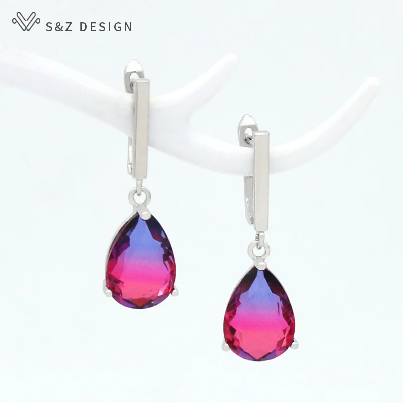Elegant Imitation Tourmaline Water Drop Dangle Earrings For Women Fashion Wedding Jewelry