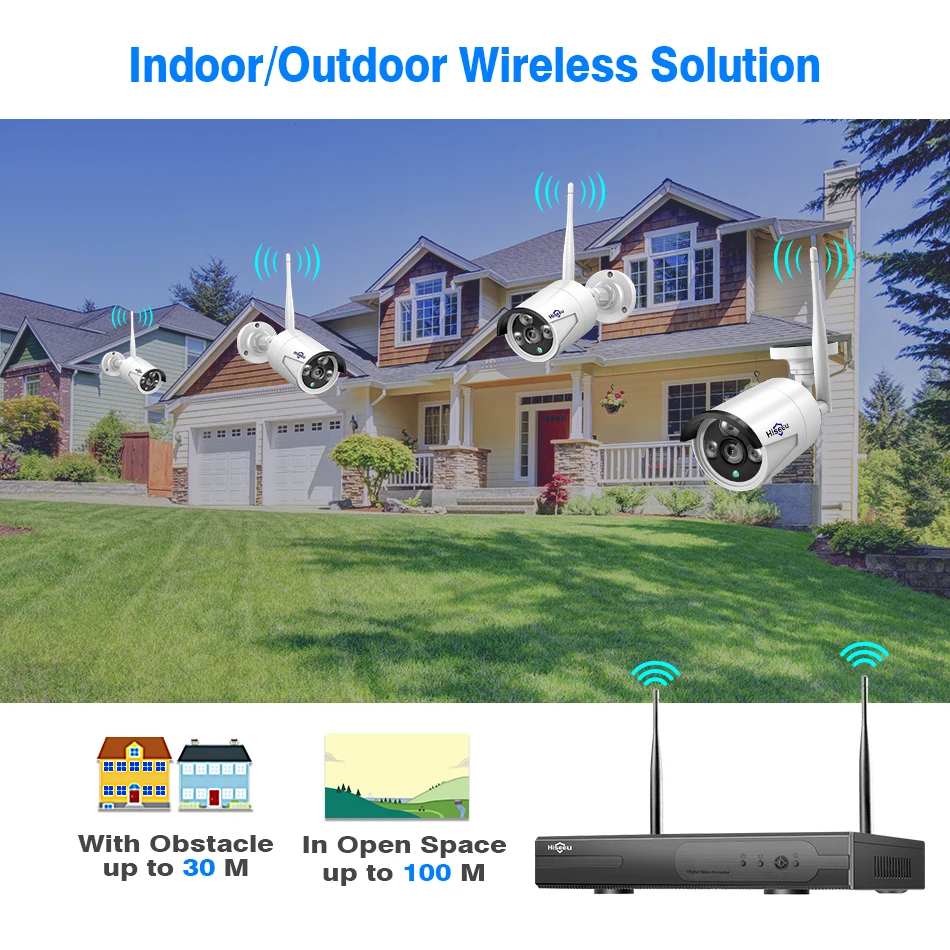Hiseeu 8CH CCTV камера система беспроводная 6 шт 1080P wifi IP наружная Домашняя безопасность