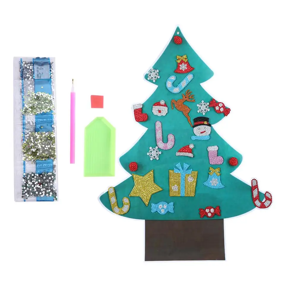 Diy Crystal Diamond Christmas Tree Window Sticker Winter Glass Wall Stickers Kids Room Christmas Decorations For Home New Year Diamond Painting Cross Stitch Aliexpress