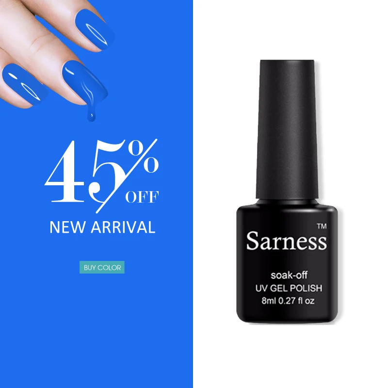 

Sarness Pure Glitter Nail Art Gel Varnish Soak Off UV Gel Nail Polish Colorful Color Nails Lacquer Salon Primer GelLak Manicure