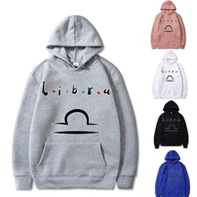 Moletom com capuz masculino primavera e outono manga longa pulôver casal streetwear libra carta impressão grande bolso hoodies harajuku