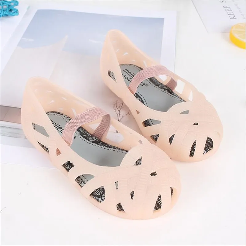 Mini Melissa New Mini girls Shoes Crystal Jelly Sandals Children Hollow Shoes Toddler Girls kids Sandals princess