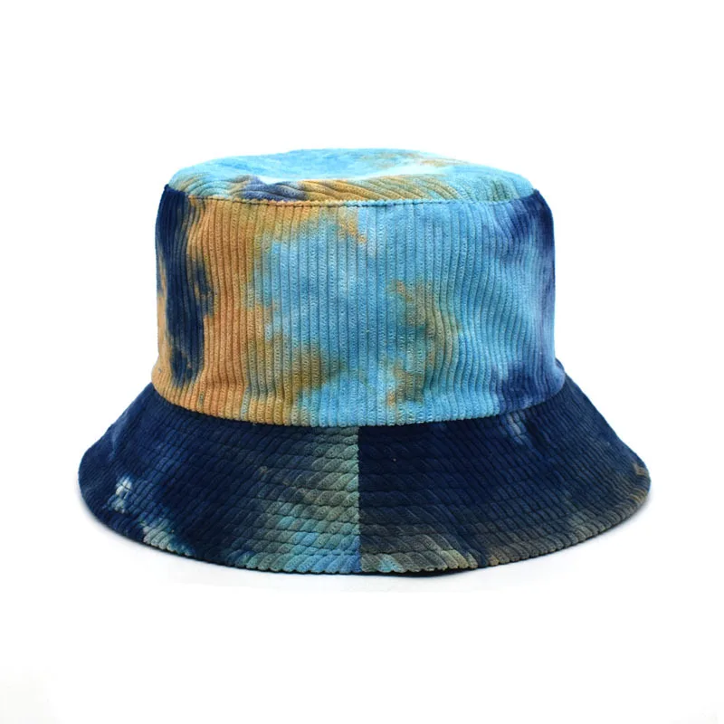 

2020 New Summer Hats Women Colorful Tie Dyed Fisherman Hat Girls Sun Protective Tie Dye Corduroy Bucket Hat