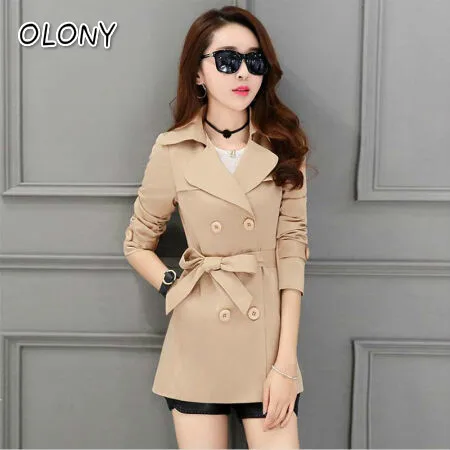 

2019 Autumn Suit-dress Short Fund Windbreaker Coat Woman Easy Student Will Code Little Chap Loose Coat Tide Meters White 7XL