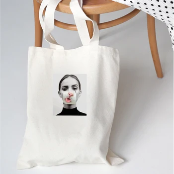 

Funny Picture Print Women Shopping Bag Female Canvas Shoulder Bag Environmental Storage Handbag Reusable Foldable Cool Totes