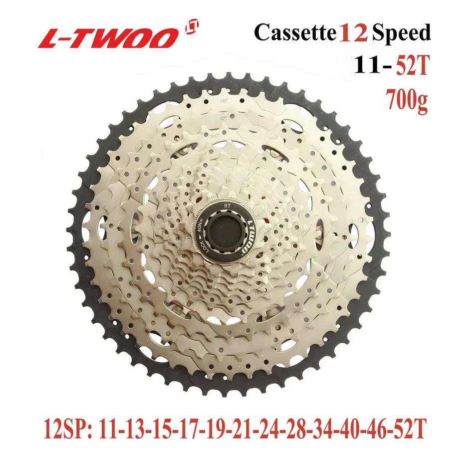 LTWOO zracing велосипедная кассета 9 10 11 12 скоростей MTB велосипед freewheel 11-36 T/11-42 T/46 T/11-50 T/11-52 T для ALIVIO/DEORE/SLX /XT - Цвет: LTWOO 12S 11-52T BLK