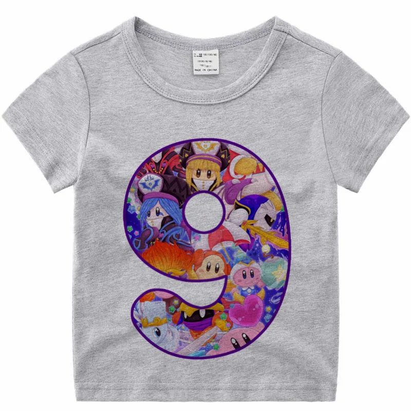 P251-9-grey Детская футболка с надписью «Kirby Star Allies» на день рождения Детская футболка с короткими рукавами для дня рождения Детские маски подарок на день рождения дропшиппинг - Цвет: P251-9-grey