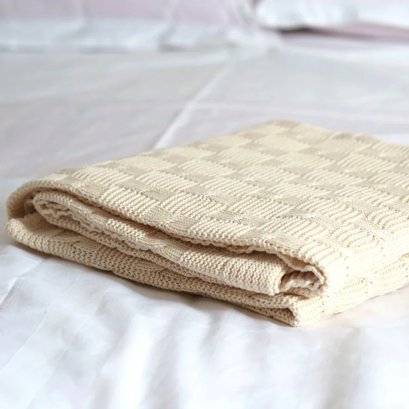 Хлопок, чистый цвет, ручная вязка, пледы, одеяла для кровати, дивана, полотенца, чехлы для гостиной, модная шаль, одеяло зимой