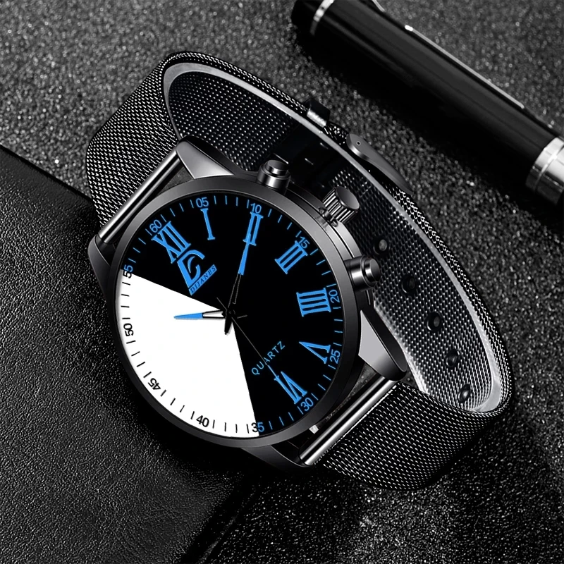 reloj hombre Minimalist Watches Mens Fashion Stainless Steel Mesh Belt Quartz Watch Men Business Casual Clock relogio masculino