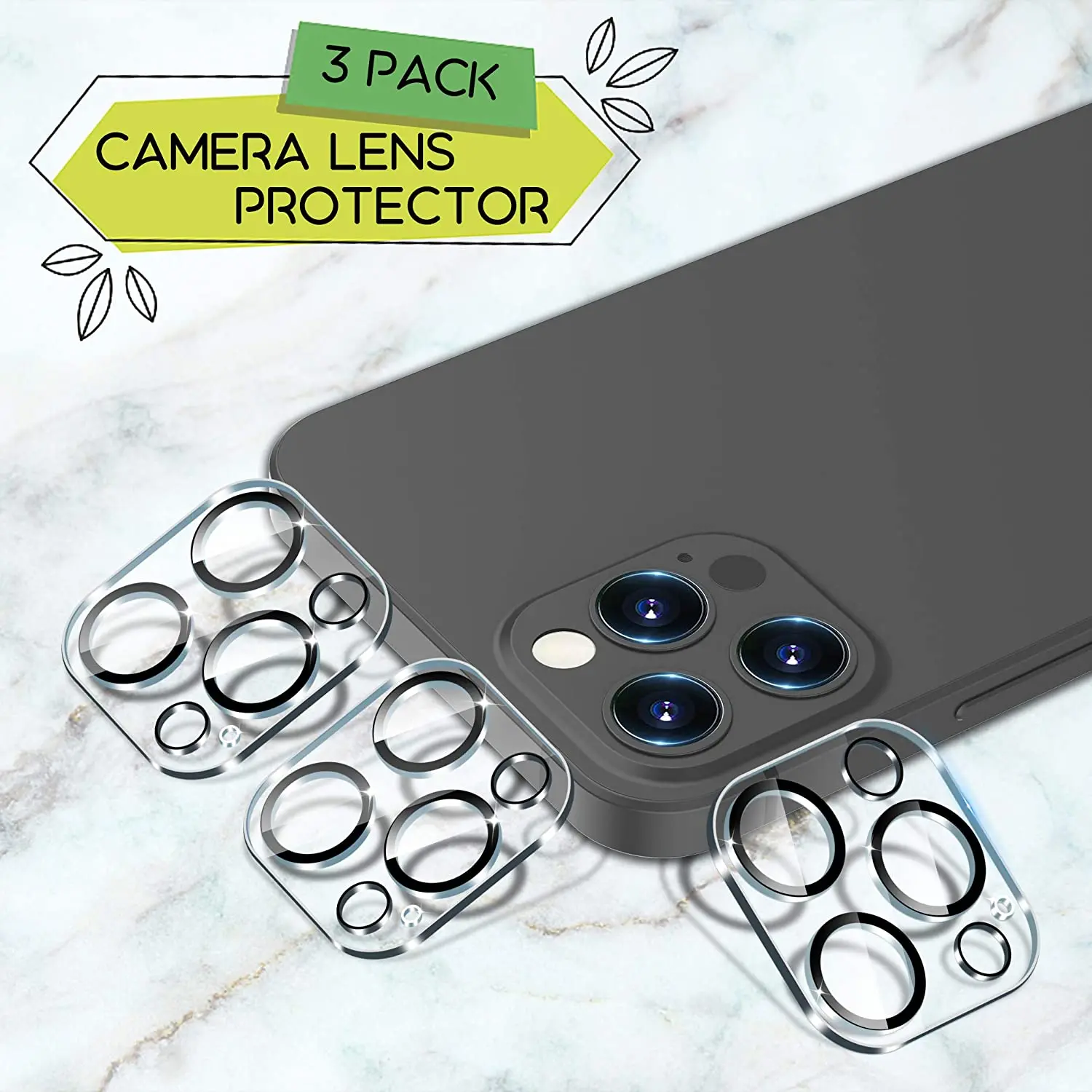 3-Pack Protector De Lente Camara Vidrio Templado Para iPhone 13 Pro y 13  Pro MAX