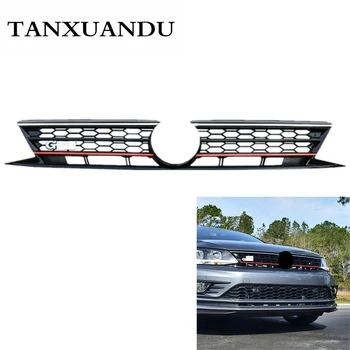 

Fit For VW Jetta 2015-2017 Sedan Facelift Front Bumper Center Grille Upper Grill Honeycomb Red Trim Perfect Upgrade