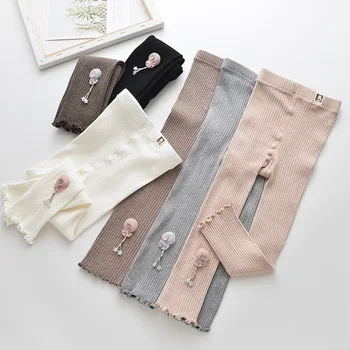 

2020 Autumn and Winter Korean-style Crawler Casual Girl's Leggings Pure Cotton Girl's Shorts Sunken Stripe Elasticity Children's