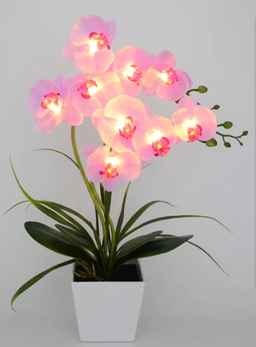 Light Pink 2"(50 см) светодиодный светильник с цветком орхидеи, настоящий сенсорный, 9 шт., теплый белый светодиодный светильник/светильник ed Flowers с 2* AA батареей - Цвет: Light Pink