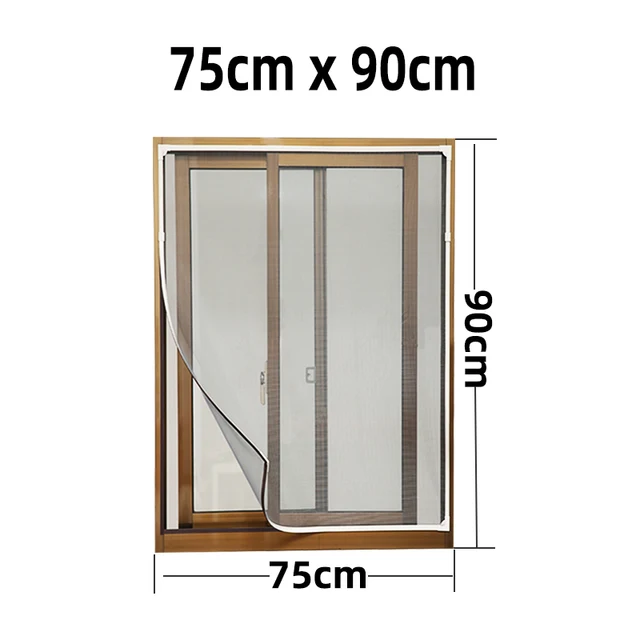 Inset Magnetic Window Screen Air Tulle Adjustable DIY Removable Washable Invisible Fly Mosquito Net Customize Screen Mesh Kit W 75cm x H 90cm