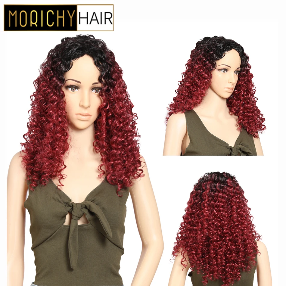 

Morichy Bouncy Curly Synthetic Medium Bob Wig Natural Hairline Ombre Color Heat Resistant Synthetic Hair Wigs For Black Women