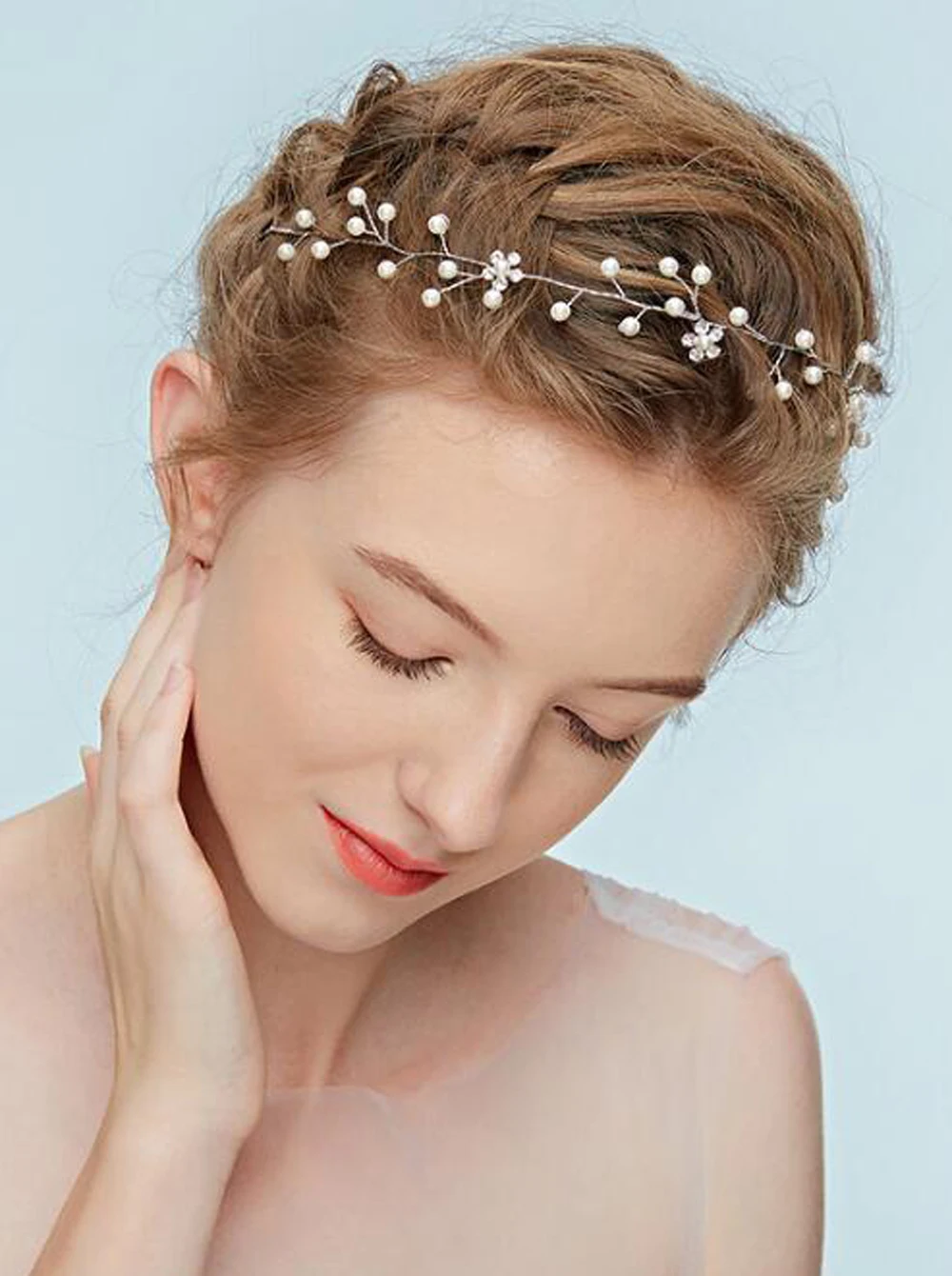 Серебряный свадебный головной убор Стразы повязка на голову жемчужный винтажный