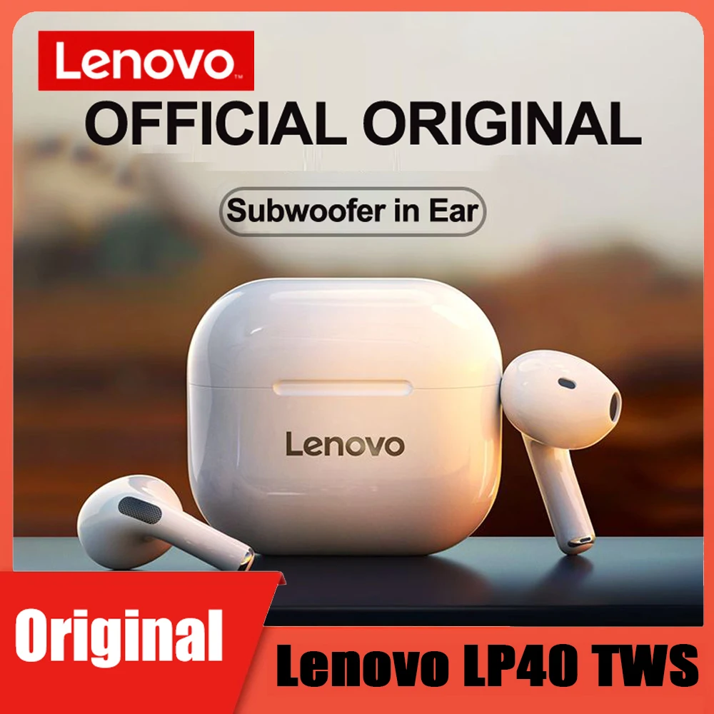 Original Lenovo LP40 TWS Wireless Earphone Bluetooth 5.0 Dual Stereo Noise Reduction Bass Touch Control Long Standby 300mAH | Электроника