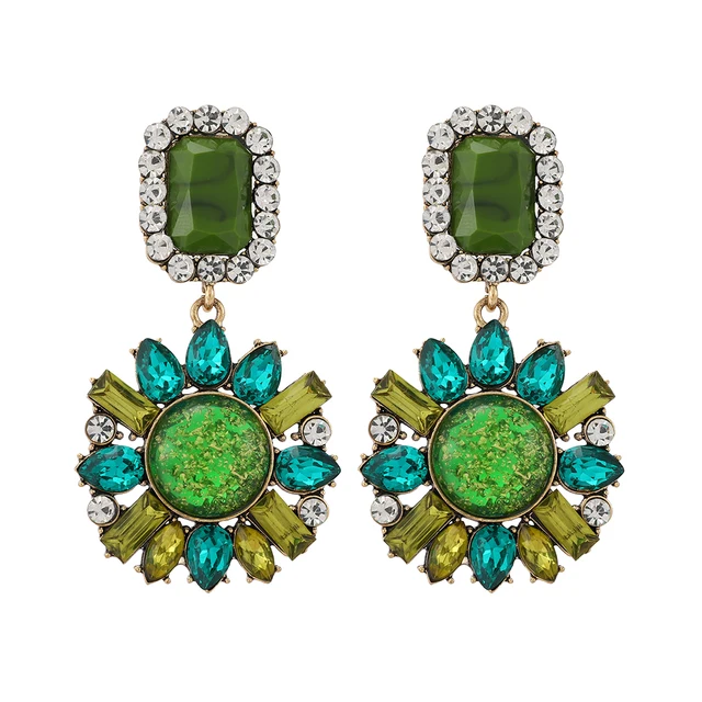 Ztech New Green Series Set Earrings Designer Jewelry Crystal Tassel Za Accessories Handmake Statement Bijoux Pendientes Brincos E1440