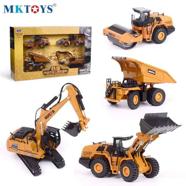 HUINA 1:60 Diecast Metal Model Dump Truck Excavator Wheel Loader Road Roller Construction Vehicle Toy  Gift Truck for Children 1