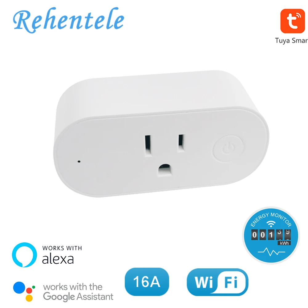 Американская вилка 16 А с мониторингом мощности умная Wi-Fi розетка Tuya Smart Life AppAlexa