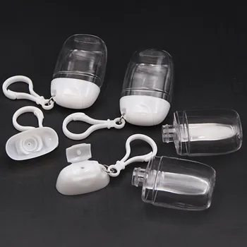 

New 5 Pcs 30ml Empty Hand Sanitizer Small Size Holder Hook Keychain Flip Cap Reusable Portable Empty Bottles Travel Tool