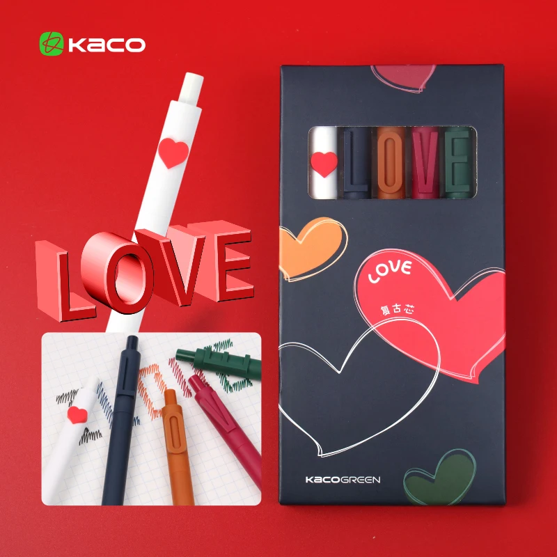 Youpin KACO ALPHA Gel Ink Pen LOVE 0.5MM Refill Smooth Ink Writing Durable Signing Pen 5 Colors For School Office For Gift