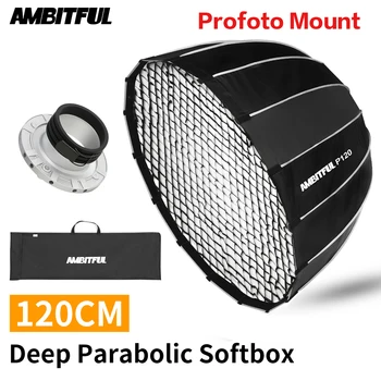 

AMBITFUL P120 Portable 120CM 16 Metal Rods Deep Parabolic Softbox with Honeycomb Grid Profoto Mount Studio Flash Softbox