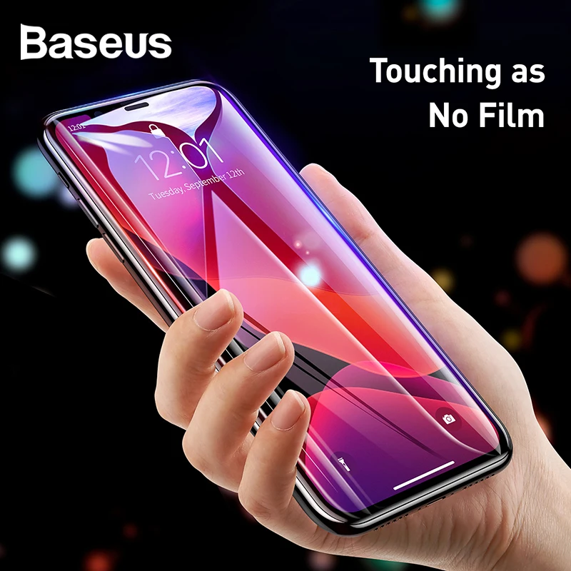 

Baseus Tempered Film 2Pcs 0.3mm Glass Full-Screen Thin Curved Screen Film Anti Blue-ray Glass Film For iPhone 11 Pro Max XR