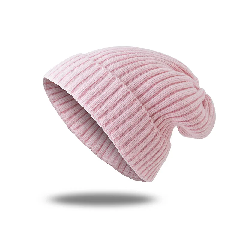 Розовый Шапки зимние Skullies для Кепка унисекс теплые шапочки с зимней шапочкой мужские и женские шапки Beanie шапки зимние шапки - Цвет: Розовый