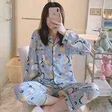 Women Pajama Sets Printed Turn Down Collar Autumn Home Wear Leisure Soft Teens Kawaii Sleepwear Loose Clothing Korean Style New