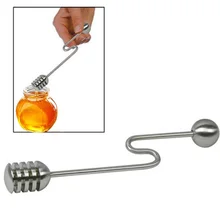 Home Curved Handle Dipper Stick Measuring Tool Anti Rust Stirrer Kitchen Syrup Honey Spoon Tableware Mixing Stainless Steel Bar
