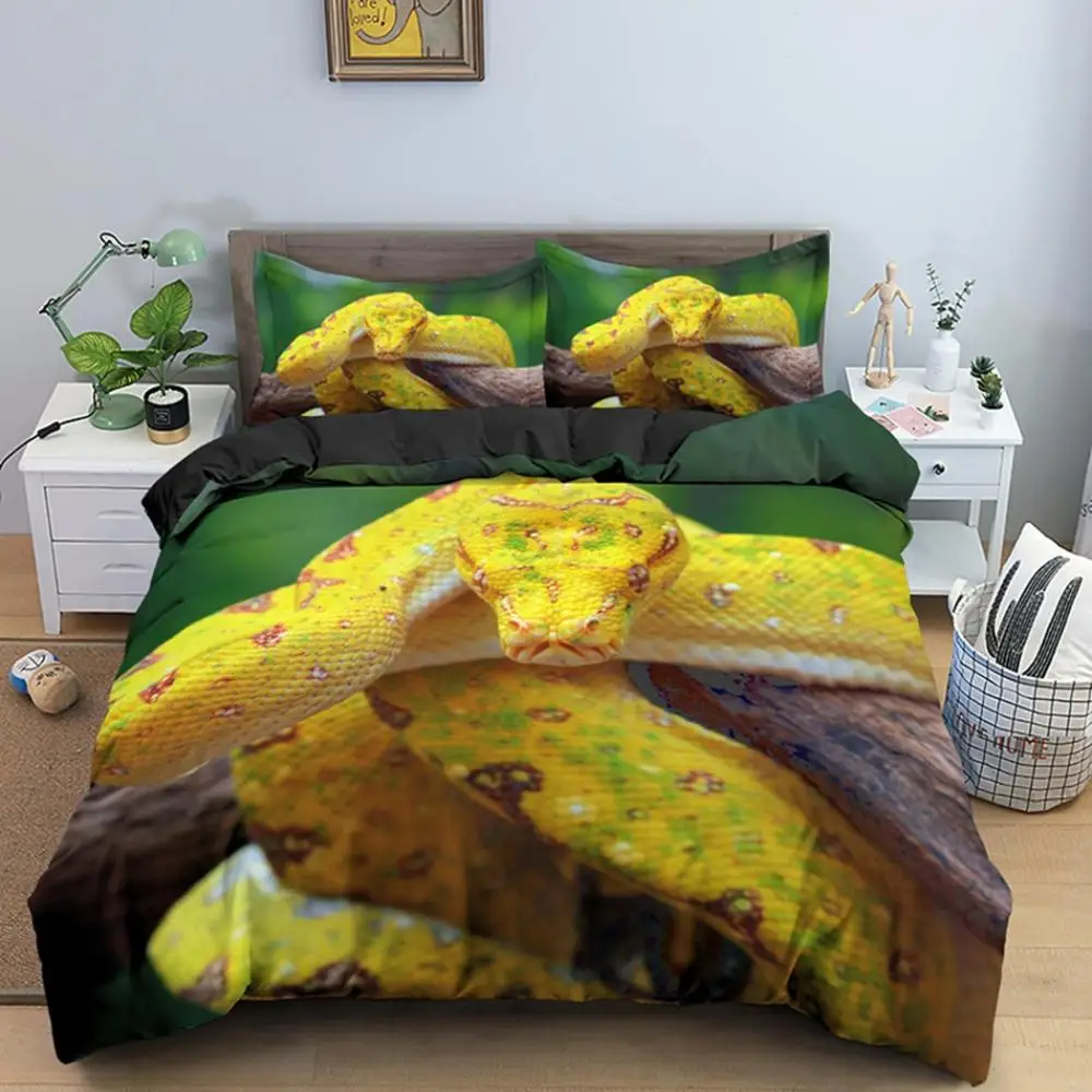 

Animal Pattern Snake Bedding Set For Adult Bed Covers Single Double King Queen Size Duvet Cover Sets 2/3pcs Bedclothes