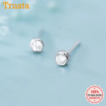 

Trustdavis Real 925 Sterling Silver Simple Geometric Hexagon CZ Charm Stud Earrings For Women Wedding Party Fine Jewelry DA1503