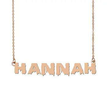

Hannah Name Necklace Cool Bloody Art Nameplate Pendant Halloween and Santa's Day Jewelry Gift for Kids Boys Girls