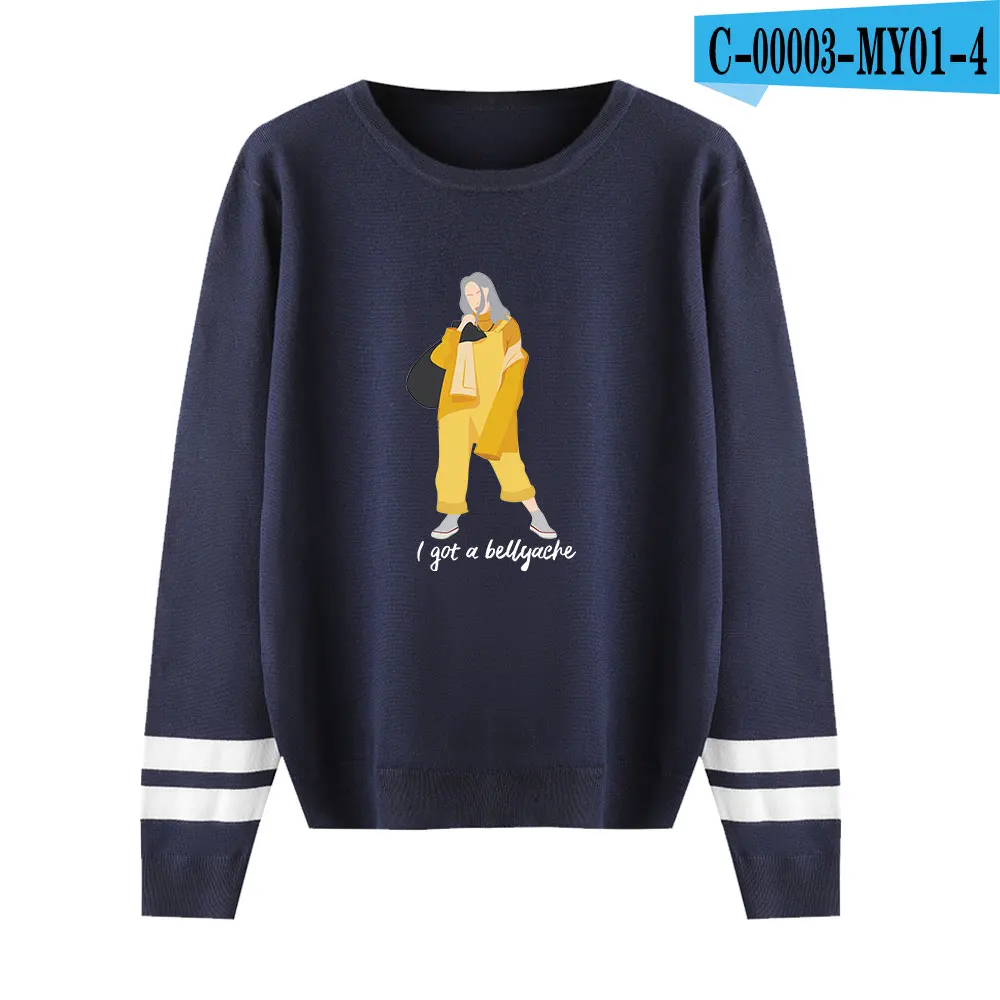 Billie Eilish Толстовка для мужчин свитер хлопковая толстовка пара Billie Eilish Толстовка простая сохраняющая тепло Женская/Мужская толстовка одежда - Цвет: 3-my-Navy