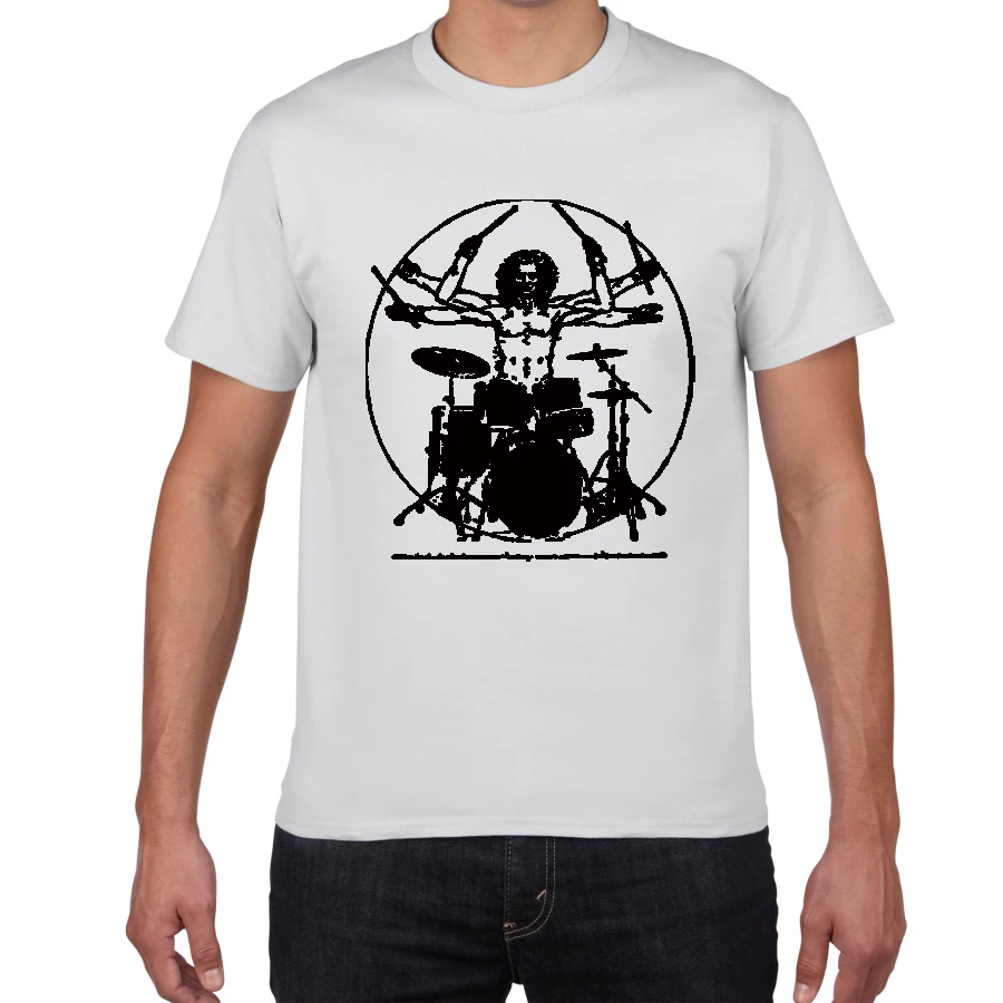 Барабаны да Винчи забавная футболка для мужчин витрувиан человек Барабанщик Хлопок Винтаж графическая музыка Новинка уличная Мужская футболка для мужчин homme