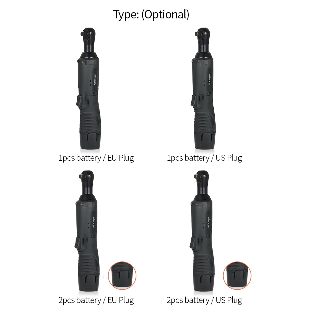

KKmoon EU/US Plug Electric Ratchet Wrench Lithium Battery Powered Ratchet Spanner Rechargeable Ratchets Cordless Ratchet Wrench