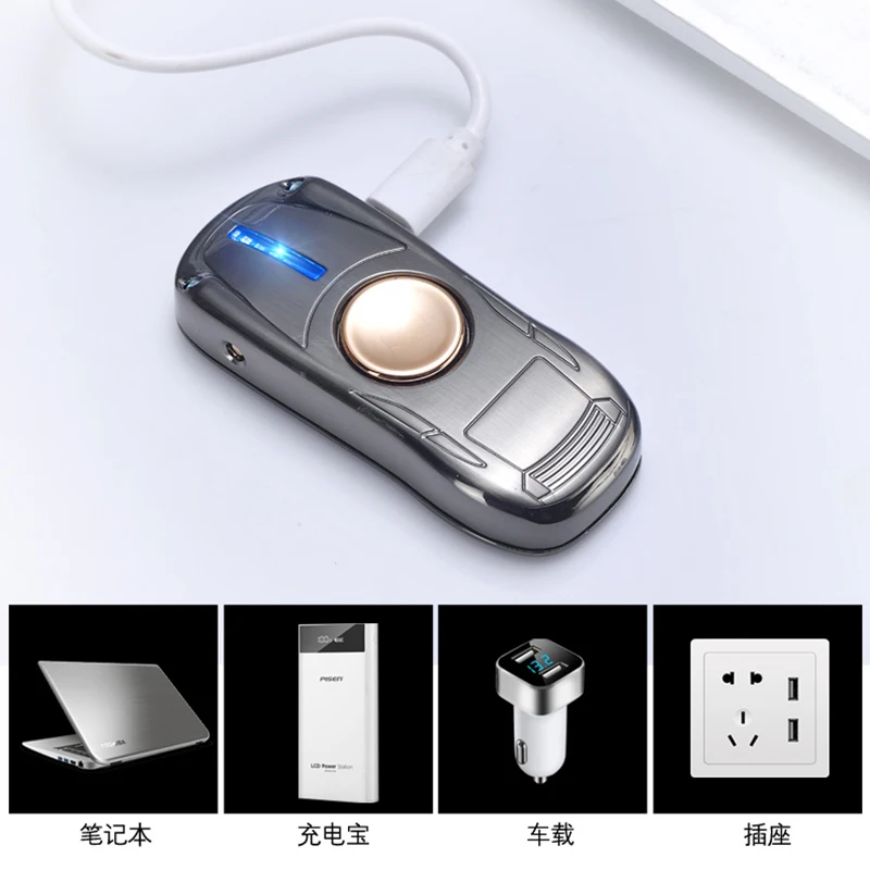 Автомобильные электрические USB зажигалки, Непродуваемые USB перезаряжаемые аксессуары для курения, модель спортивного автомобиля, зажигалки для сигарет, подарок