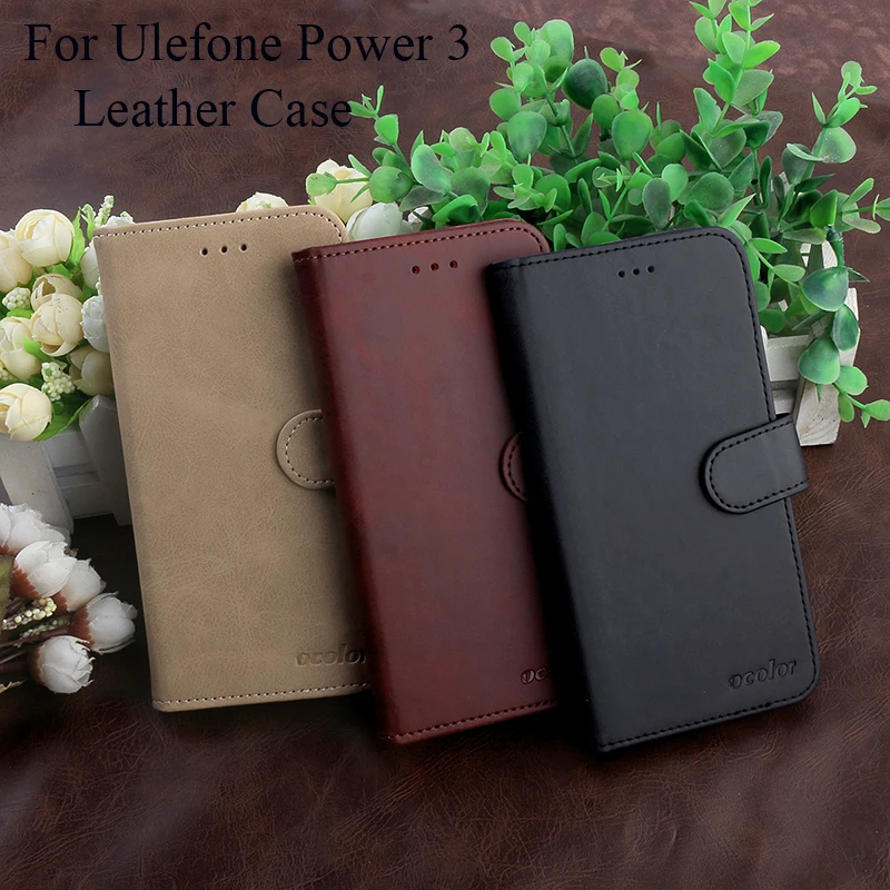 

ocolor For Ulefone Power 3 Flip PU Leather Case Wallet Protective Cover Skin Phone Bag With Card Pocket For Ulefone Power 3S