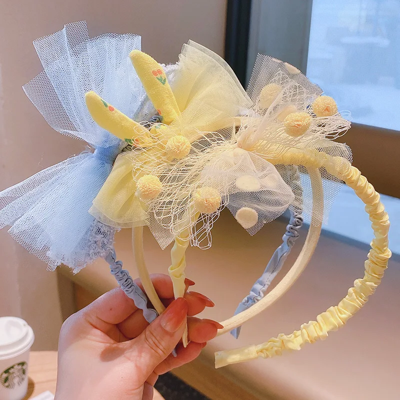 Korean Version of Children's Net Yarn Bow Tie Headband Princess Hair Accessories GirlsHairpin Headband BabyCute Head Accessories 5pcs flsun v400 temperature sensor 3d printer accessories original latest version thermistor parts wholesale