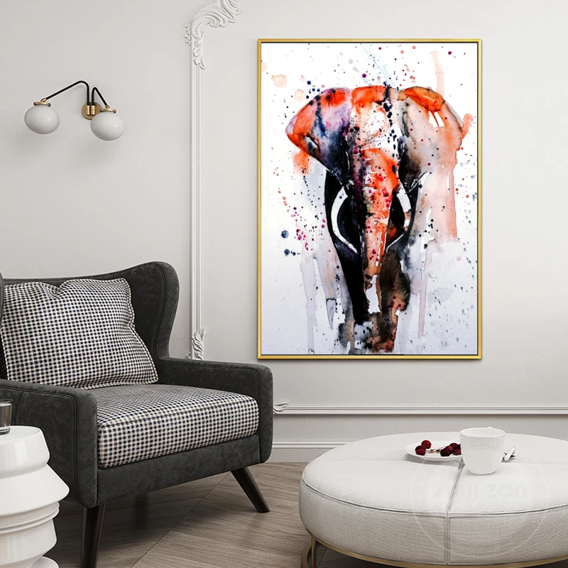 

Nordic Watercolor Animal Posters and Prints Abstract Elephant Canvas Painting Wall Pictures for Living Room Cuadros Home Decor