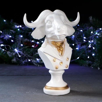 

Bust " Symbol of the year: Bull " big, white gold 5217991