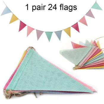 

Set Of 2 Pieces 24 Triangular Flags Color Pennant European Wedding Decoration Party Pulling Flag Wedding Bunting