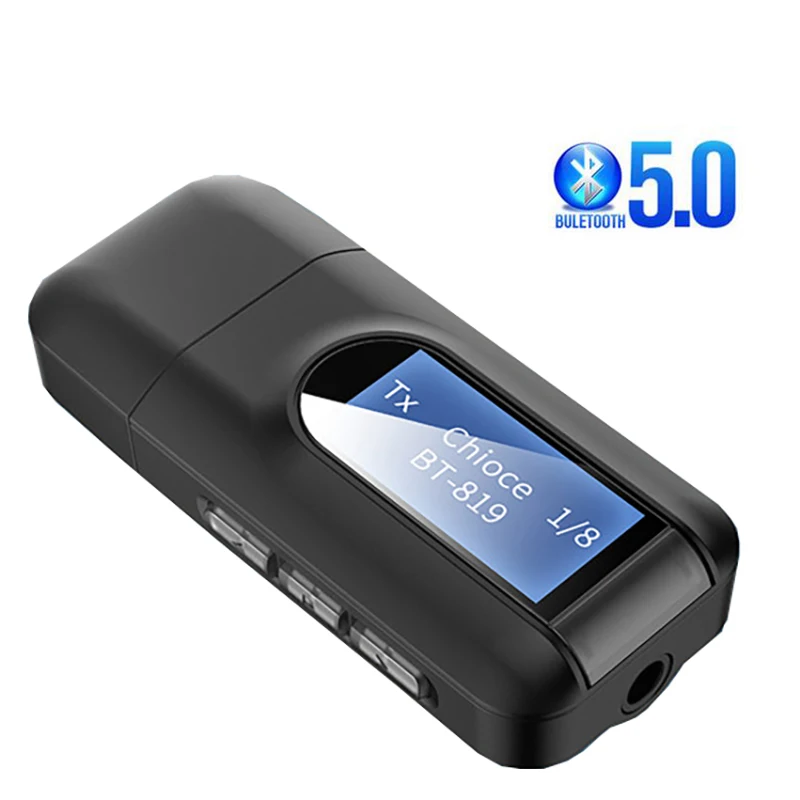 

5.0 Bluetooth Adapter Wireless LCD Display USB Bluetooth Receiver Music Audio Transmitter for PC TV Car 3.5mm AUX Adaptador