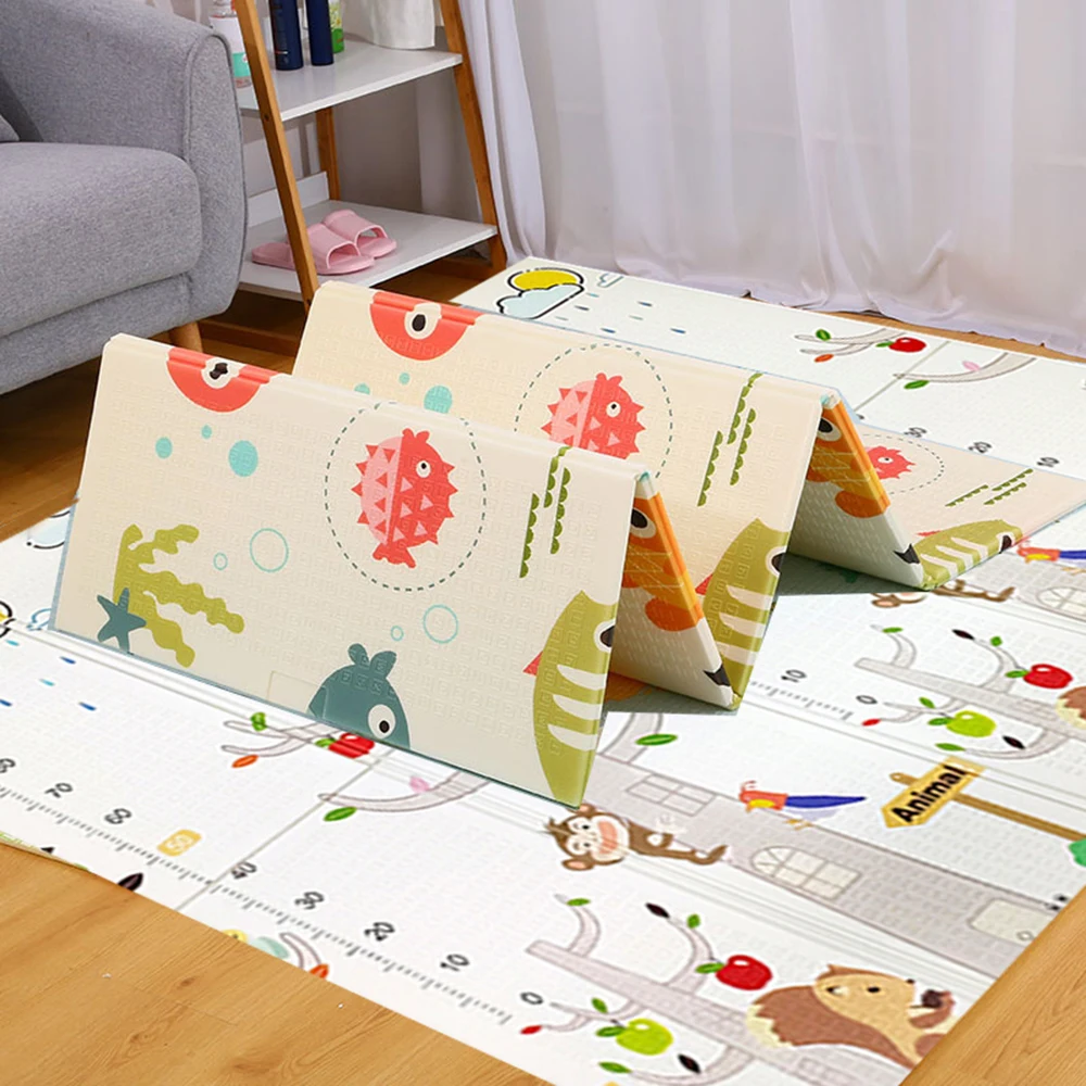 

Children's Carpet Foldable Baby Play Mat Waterproof XPE Foam Kids Rug 1cm Thickness Toddlers Games Activity Rug with Bag