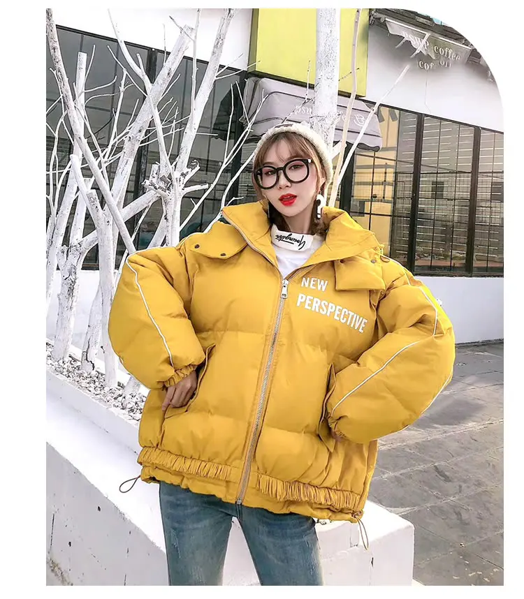 XITAO Letter Printing Short Parka Thicken Hooded Winter Coat Women Plus Plus Size Loose Streetwear Women Clothes DMY1777