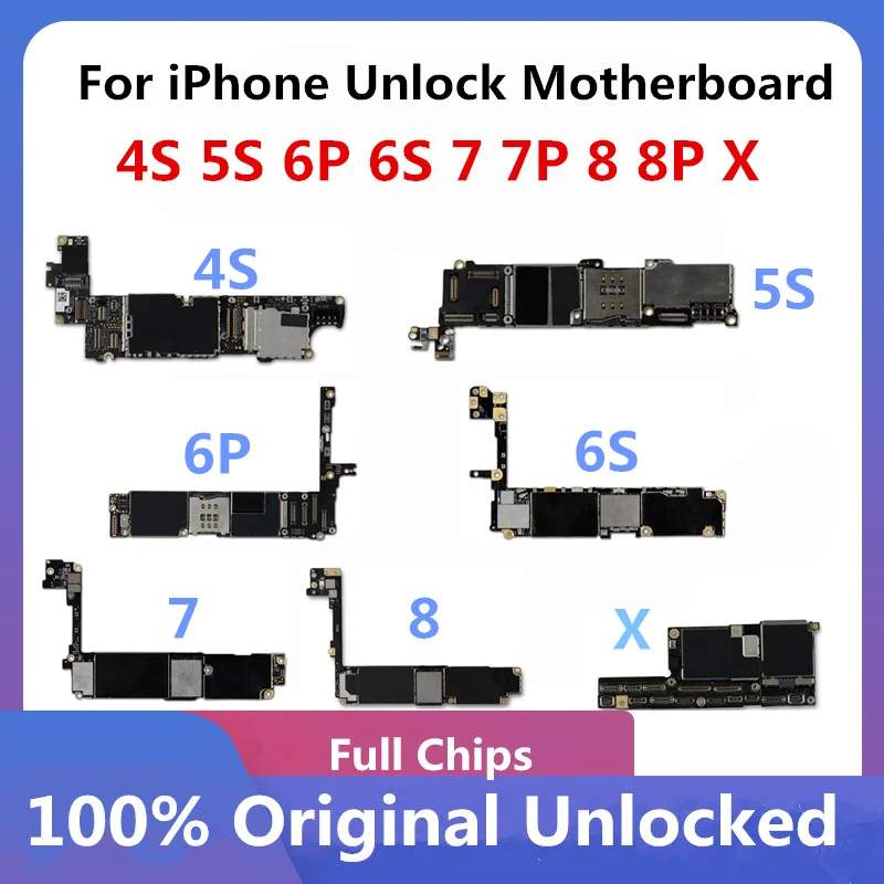 Полнофункциональная материнская плата для iPhone 4S 6 Plus 6s 7 7P 8 8P X разблокированная