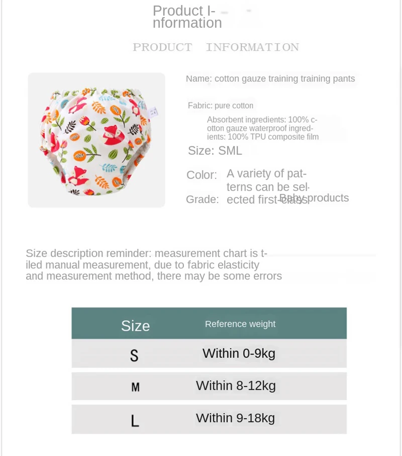 Baby Training Pants Cloth Diapers Washable 6 Layers Gauze Cover Breathable Spring Reusable Newborn Diaper 0-3Y Toddler Panties
