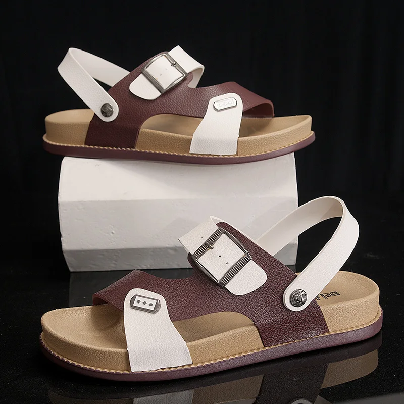 Mens Sandals Flat Slippers Suede Cork Sole Slides Casual Flip Flop Beach Flats Shoes Plus Size | Спорт и развлечения